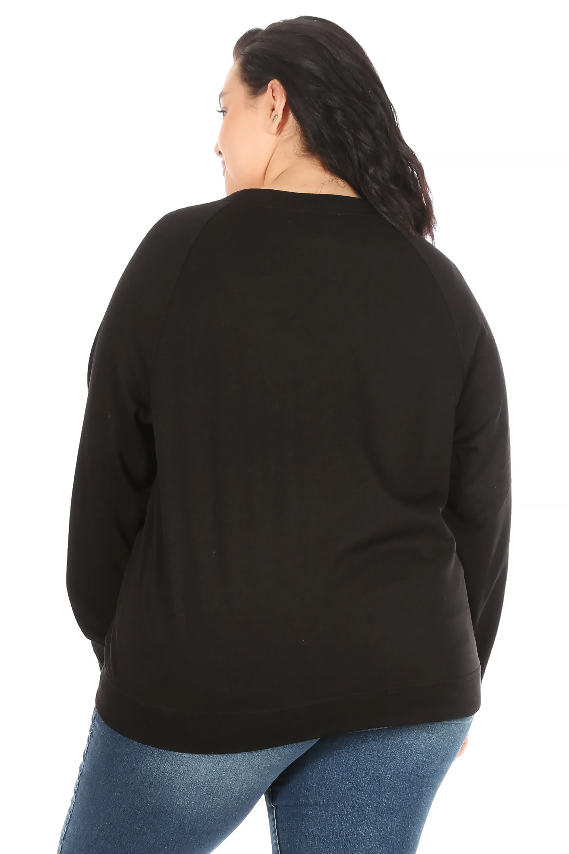 Women's "TE AMO" Plus Size Studio Raglan Pullover Sweatshirt
