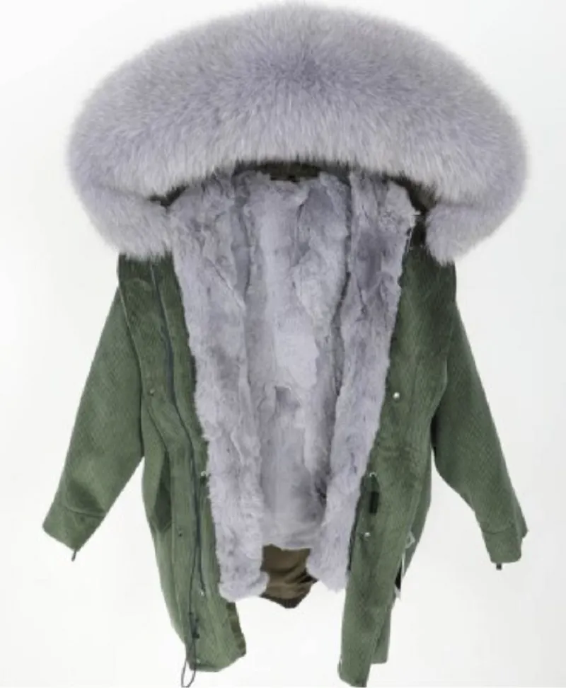 Women's Winter Casual Loose Warm Parka With Rabbit Fur