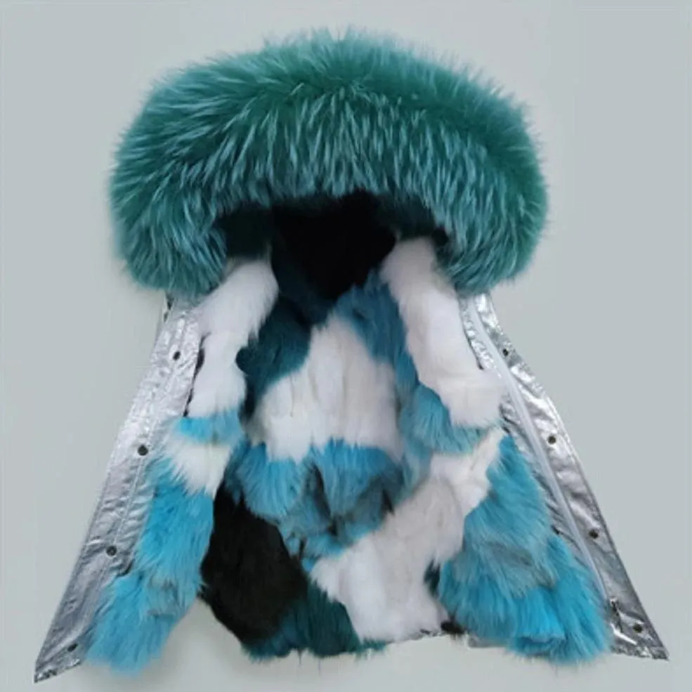 Women's Winter Casual Short Polyester Slim Parka With Raccoon Fur