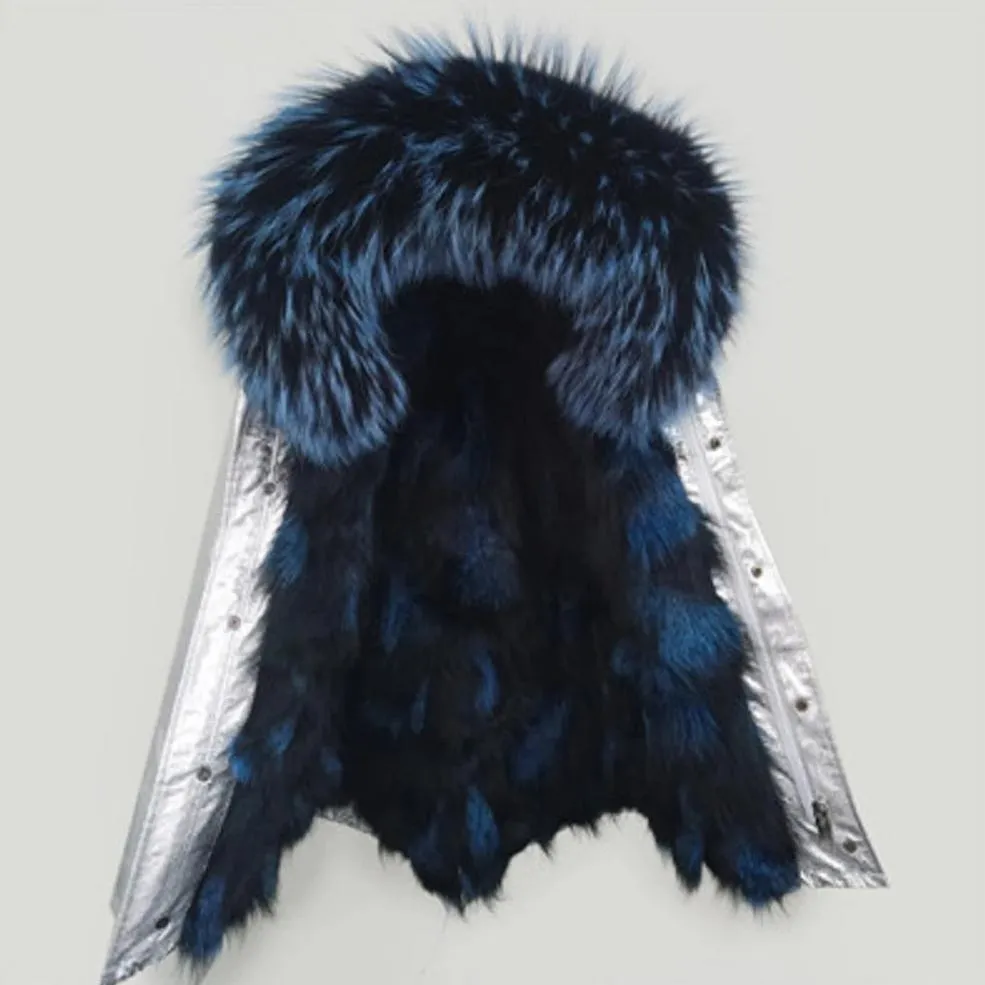 Women's Winter Casual Short Polyester Slim Parka With Raccoon Fur