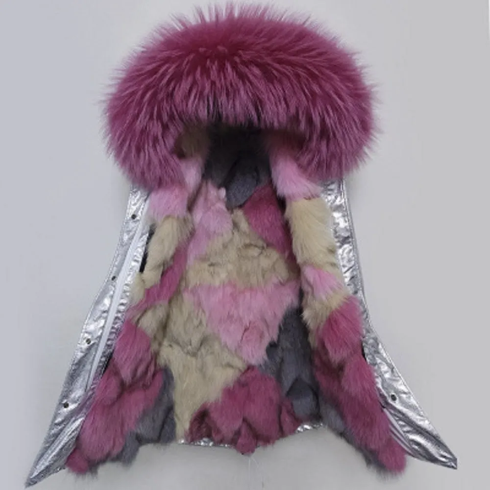 Women's Winter Casual Short Polyester Slim Parka With Raccoon Fur