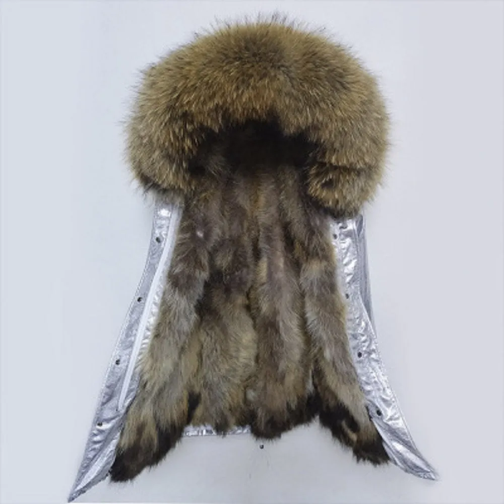Women's Winter Casual Short Polyester Slim Parka With Raccoon Fur