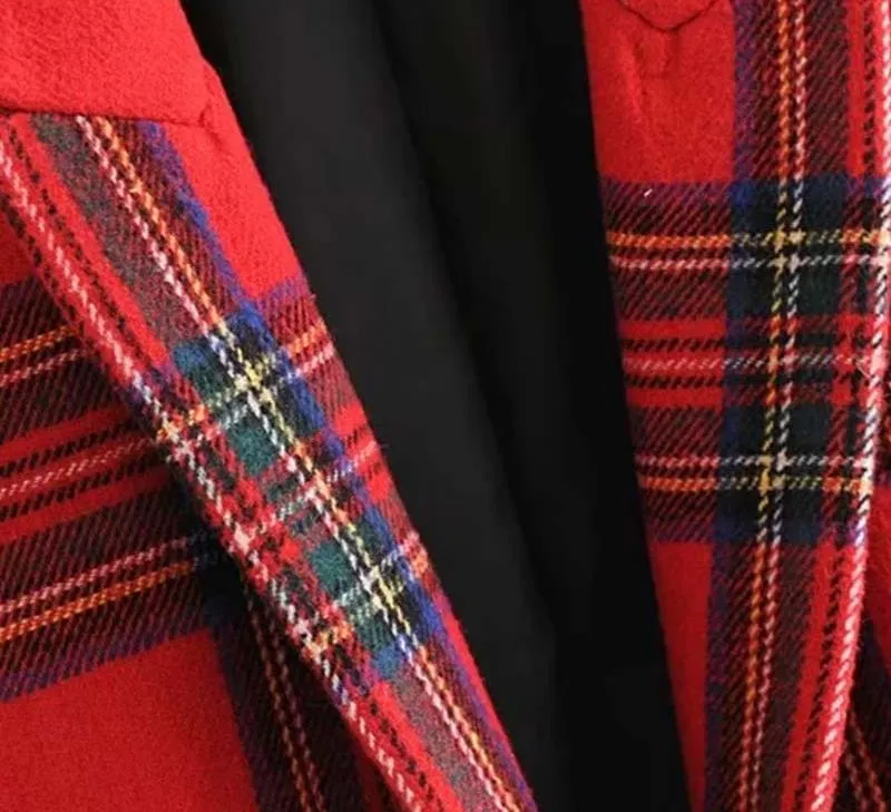 Women's Winter Warm Thick Plaid Woolen Loose Coat