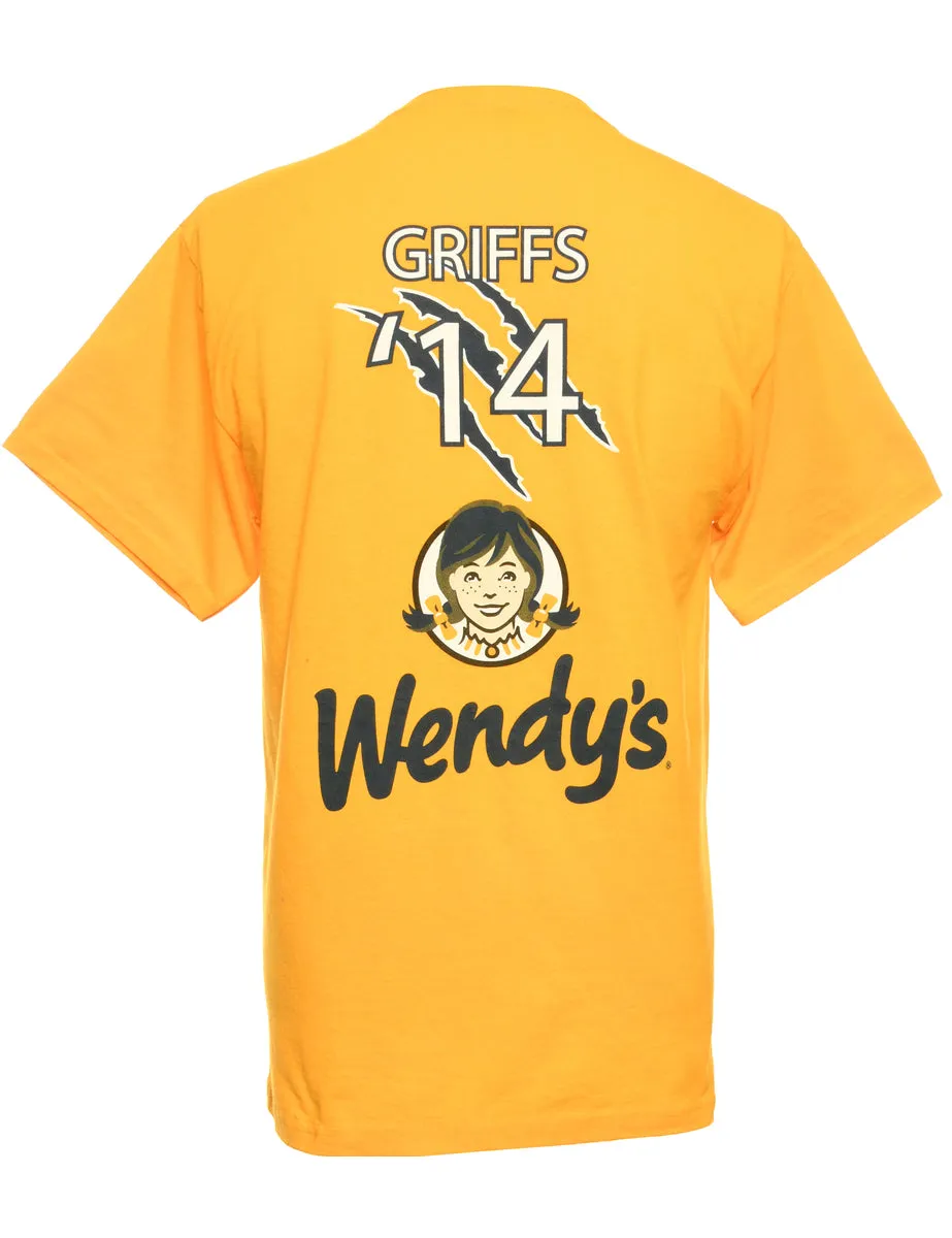 Yellow Jerzees Printed T-shirt - M
